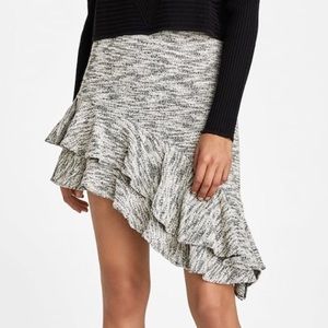 ZARA Asymmetric grey tweed skirt